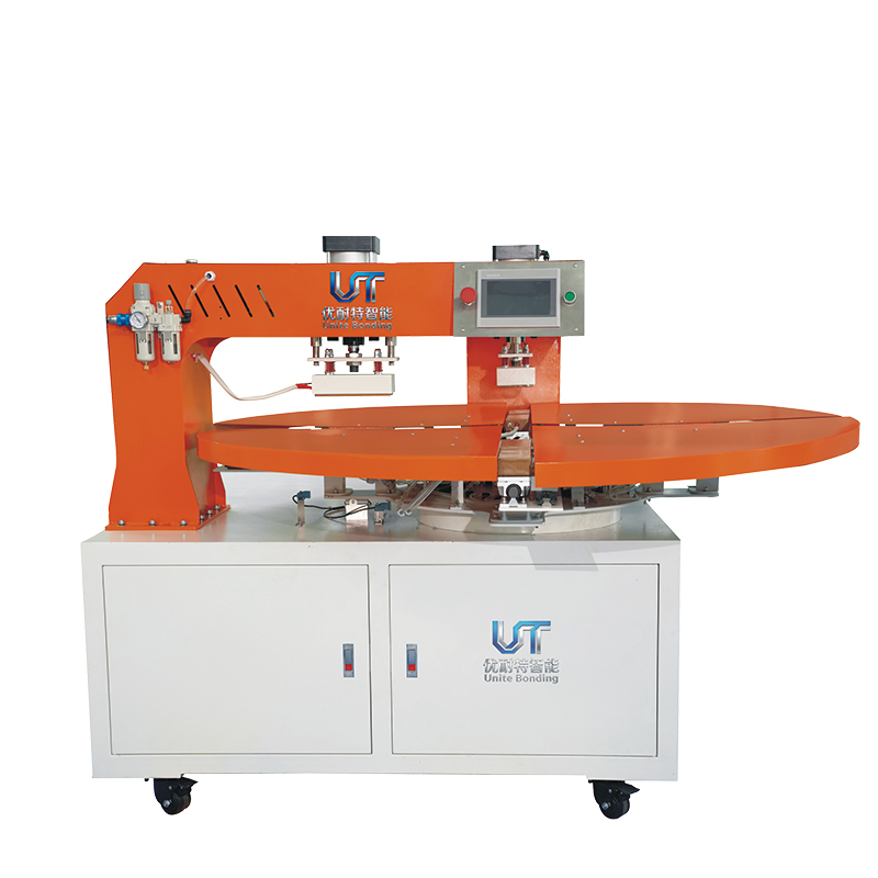 Rotating hot and cold press placket machine